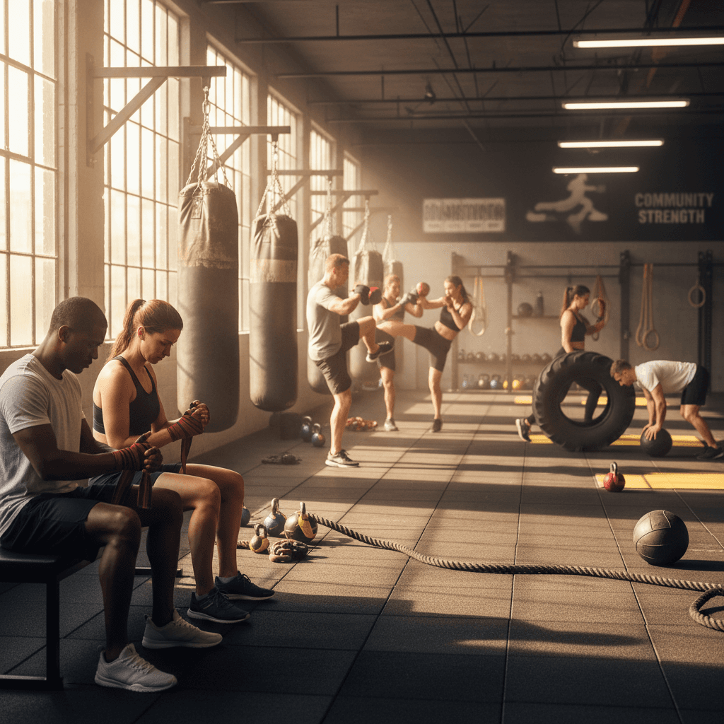 Multiple athletes training at Fight Club Sevlievo facility